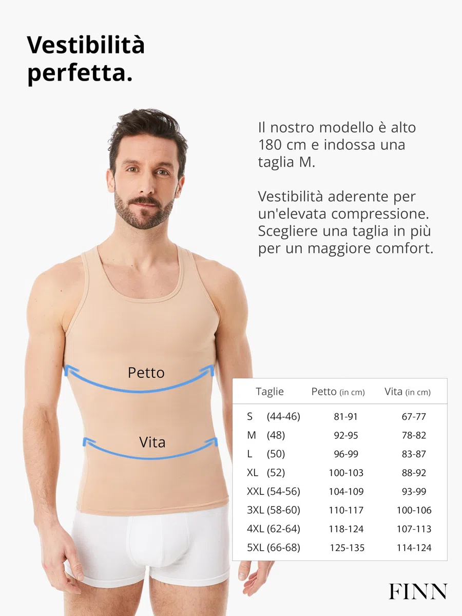 FINN Canotta Dimagrante Uomo - Canottiera Snellente Senza Maniche in Cotone - Maglia compressiva Body Shaper per Una Pancia più Piatta