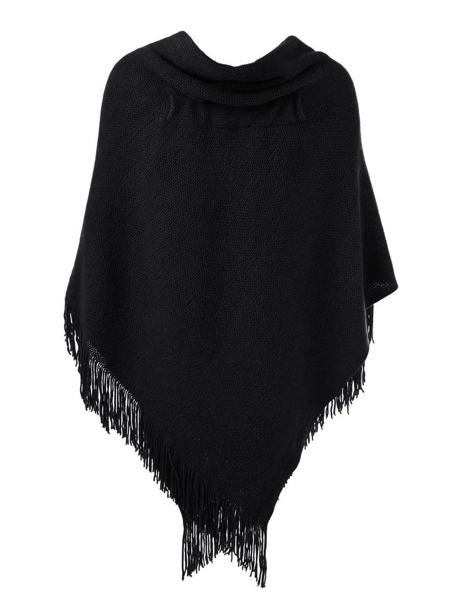 Ferand Poncho da Donna con Apertura sul Davanti Scialle a Mantella con Frange per l'autunno Inverno 2023