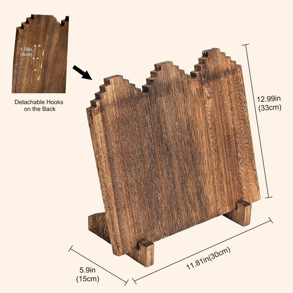 Lolalet Espositore per Collane in Legno, Supporto per collane in Legno Organizzatore di Archiviazione Plancia Cavalletto per Busto di Gioielli per la Vendita di Fiere - Confezione da 2, Quercia