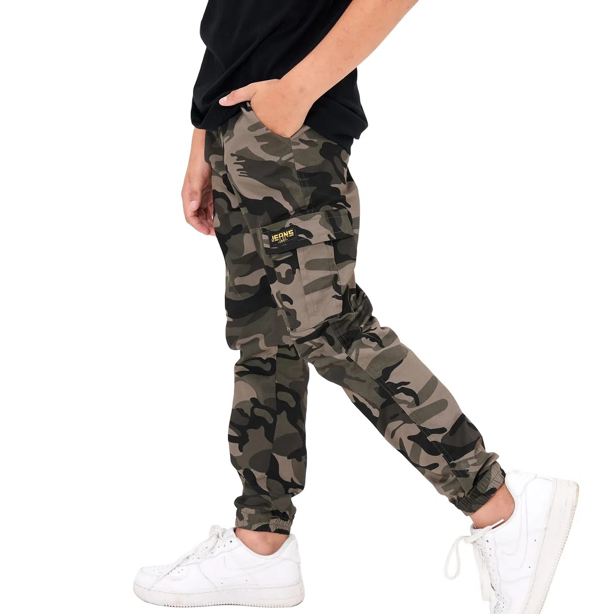 Rolanko Pantaloni Cargo per Ragazzi, Vita Elastica Completa Pantaloni da Uniforme Scolastica per Bambini vestibilità Regolare età 6-14 Anni