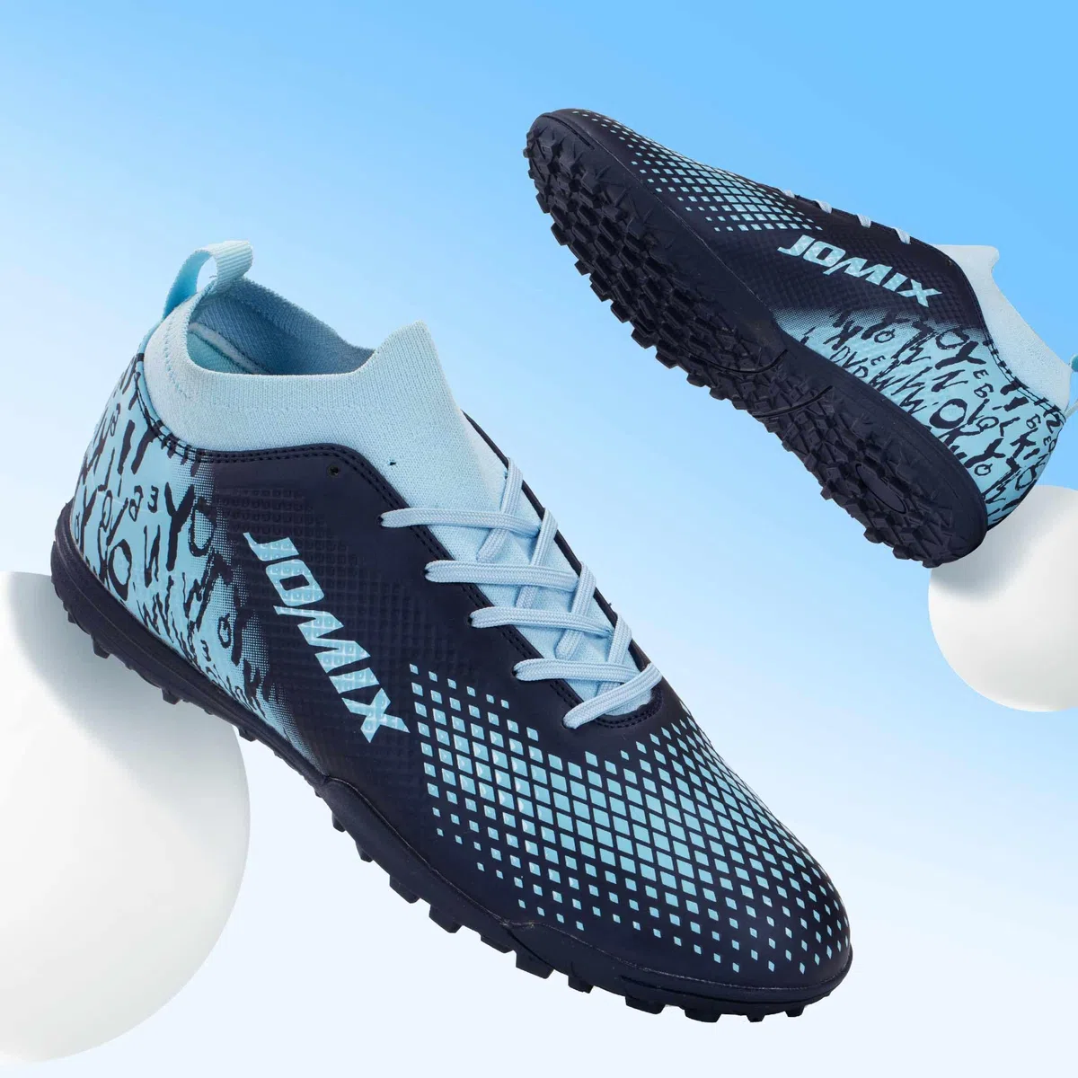 JOMIX Scarpe da Calcetto Calcio Unisex Bambini Ragazzi Adolescenti – Multitacchetti TF per Campi Sintetici ed Erba Artificiale – Leggere Resistenti Antiscivolo WOS250436 (Blu, 35)