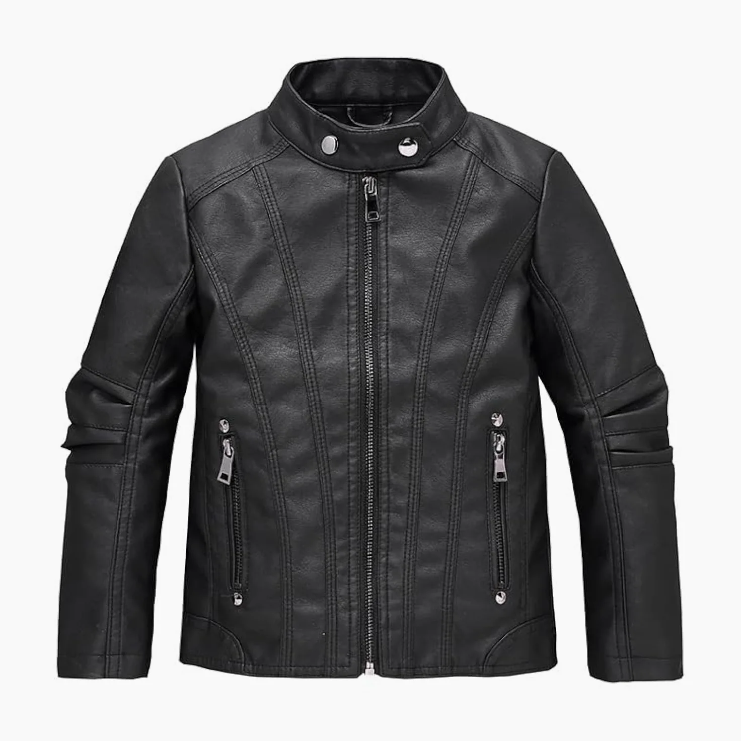 Giacca da moto in ecopelle per bambini - Maniche lunghe - Cappotto di pelle sintetica primavera autunno