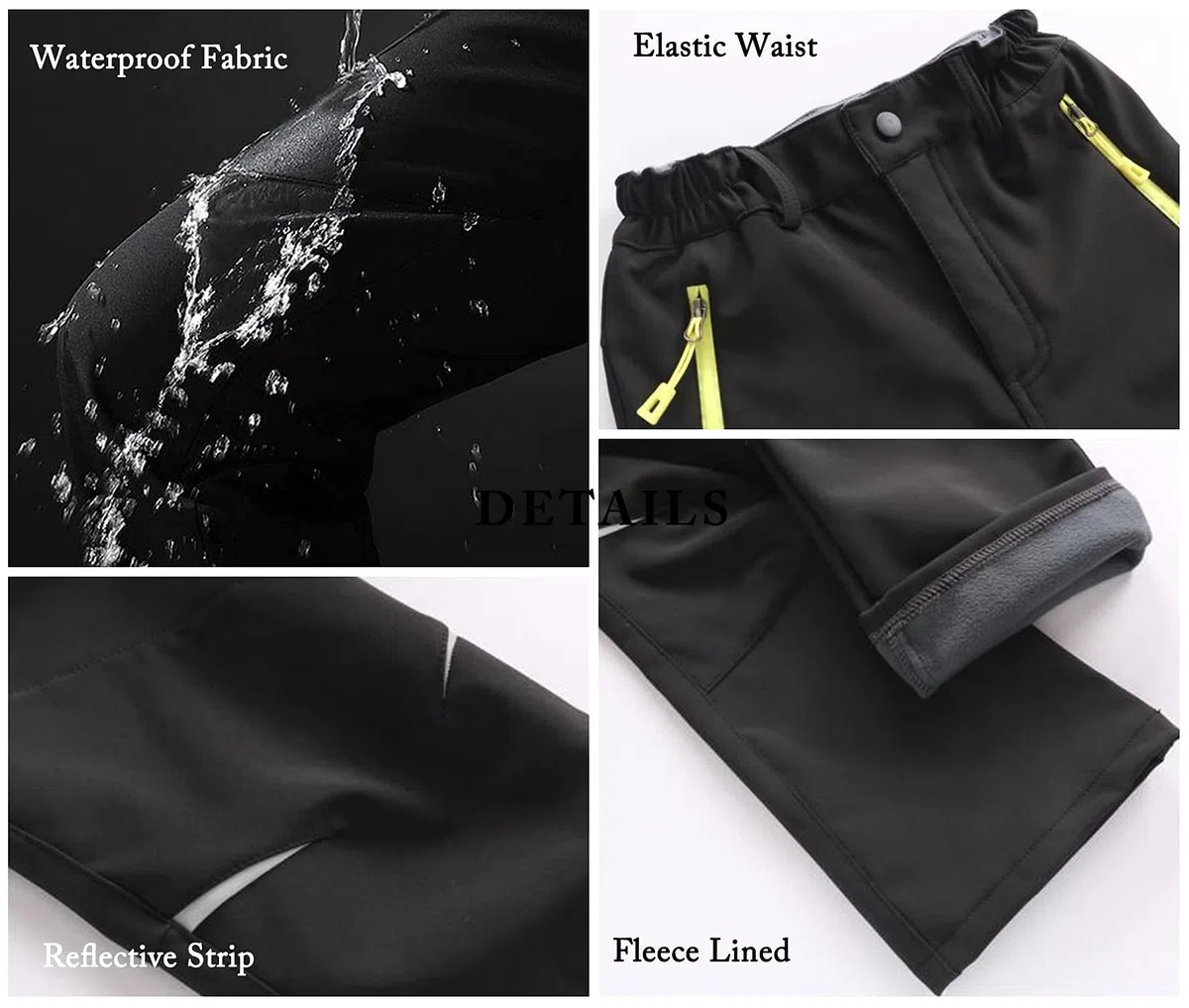 Pantaloni impermeabili per bambini Softshell Pantaloni con foderato in pile Ragazzi Ragazze Outdoor Trekking Pantaloni per Inverno Sciare Vacanze & Snowboard