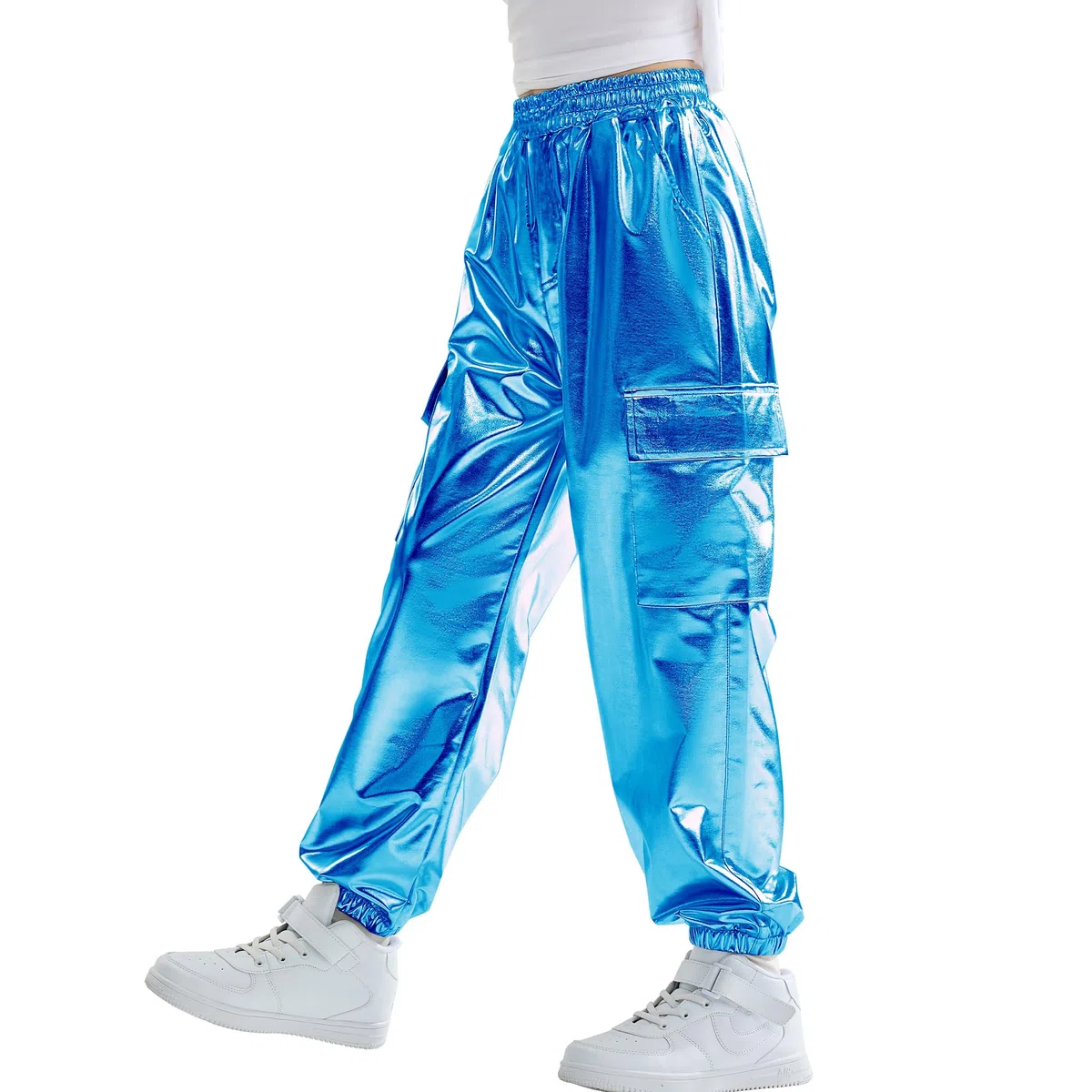 Rolanko Pantaloni Hip Hop per Ragazze, Pantaloni Cargo Elasticizzati per Bambini Jogger per Streetwear e Danza