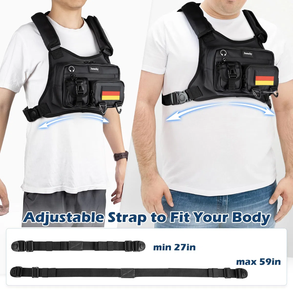 Jueachy Marsupio impermeabile da donna e uomo: borsa sportiva, gilet da corsa per cellulare con striscia riflettente, zaino da corsa, cinghia regolabile, per palestra, jogging, allenamento, corsa