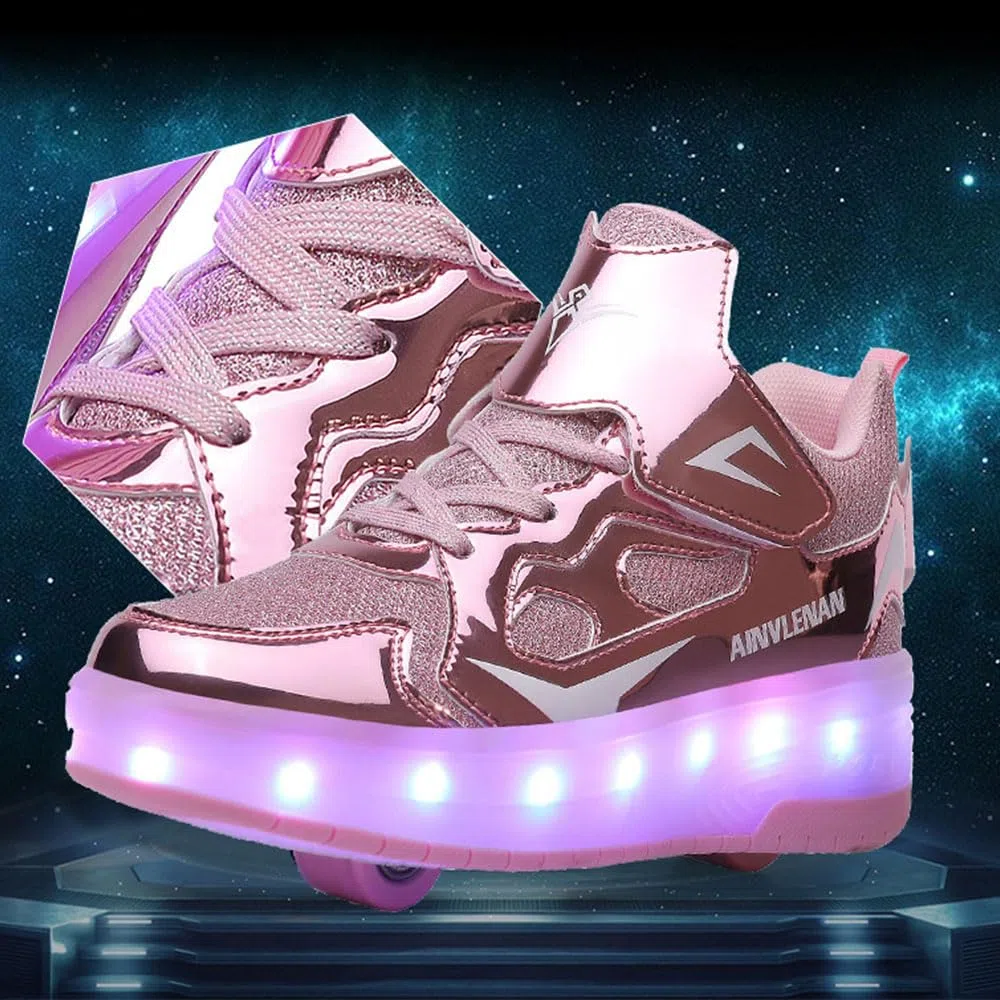Hiseng Scarpe con Rotelle Bambina 27-40EU, Scarpe con Rotelle Bambino Sportive Scarpe da Skateboard Skateboard Sneakers Outdoor Multisport Scarpe da Ginnastica da Pattini per Ragazze e Ragazzi