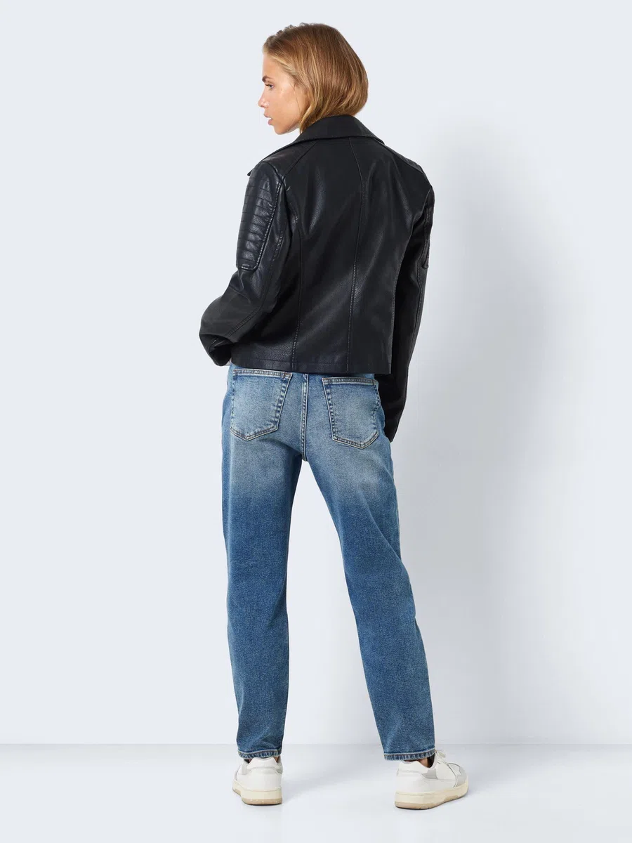 Noisy May Giacca in Ecopelle da Donna Giacca da Motociclista Giacca di Transizione Manica Lunga Shacket Rivestita in PU NMREBEL