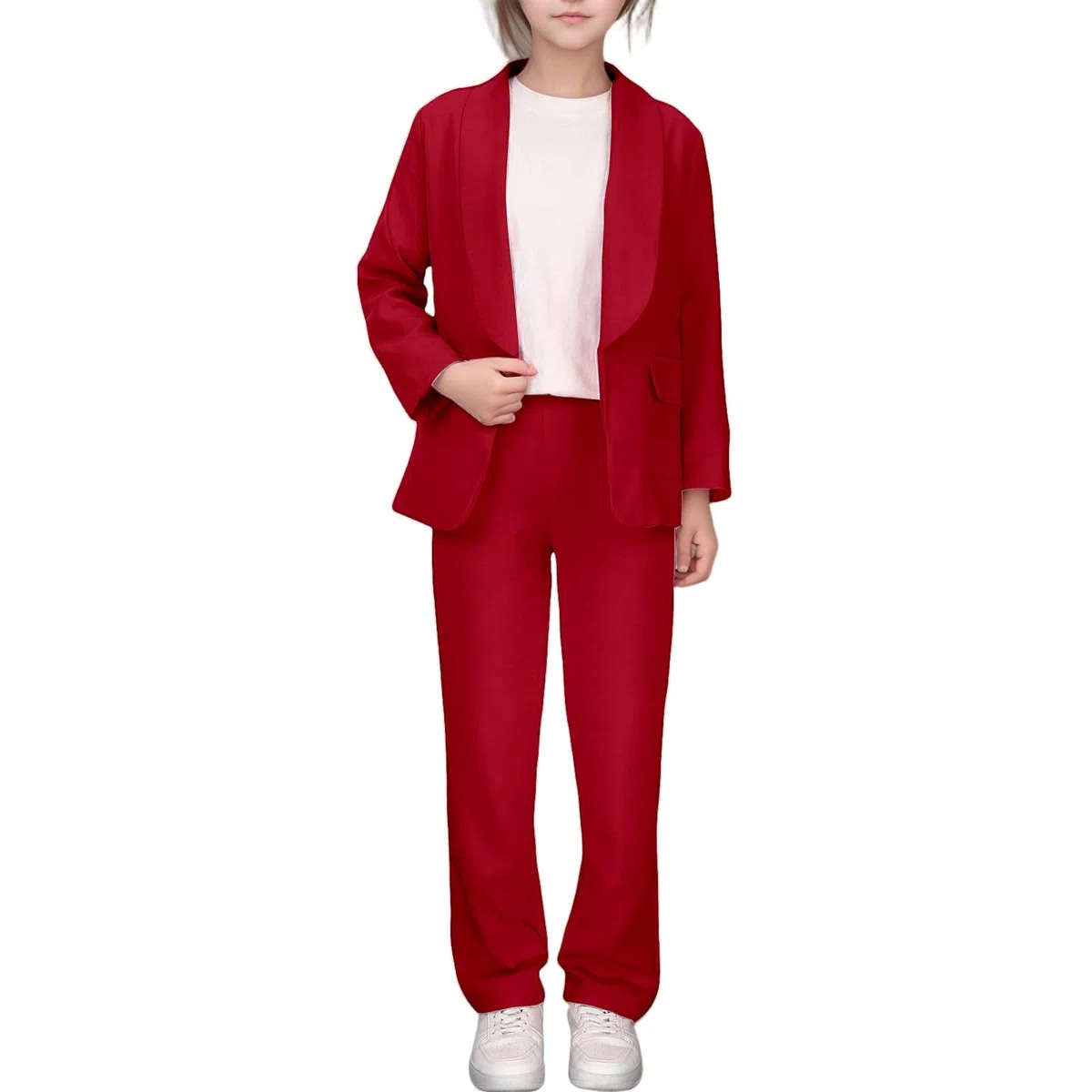 Giacca Elegante Bambino Completo Bambina Ragazza Eleganti 2 Pezzi Giacca Blazer Maniche Lunghe E Pantaloni Aperto Davanti Abito Tailleur Cerimonia Primavera E Autunno Per Bambine Ragazze 5-14 Anni