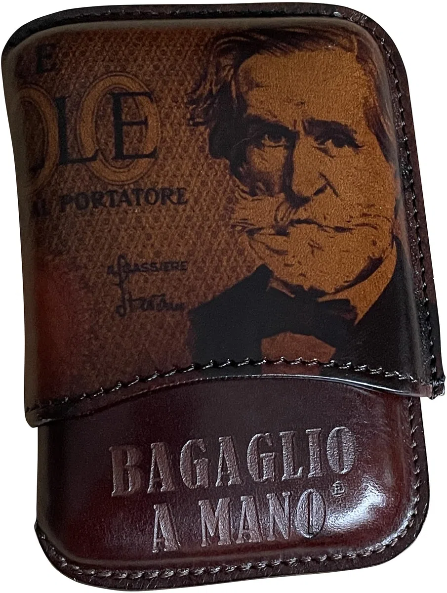 Artiglieria Fiorentina BOLGHERI Portasigari Ammezzati in Vera Pelle di Alta Qualità Conciata al Vegetale con immagine di Giuseppe Verdi sulle MilleLire - Made in Italy