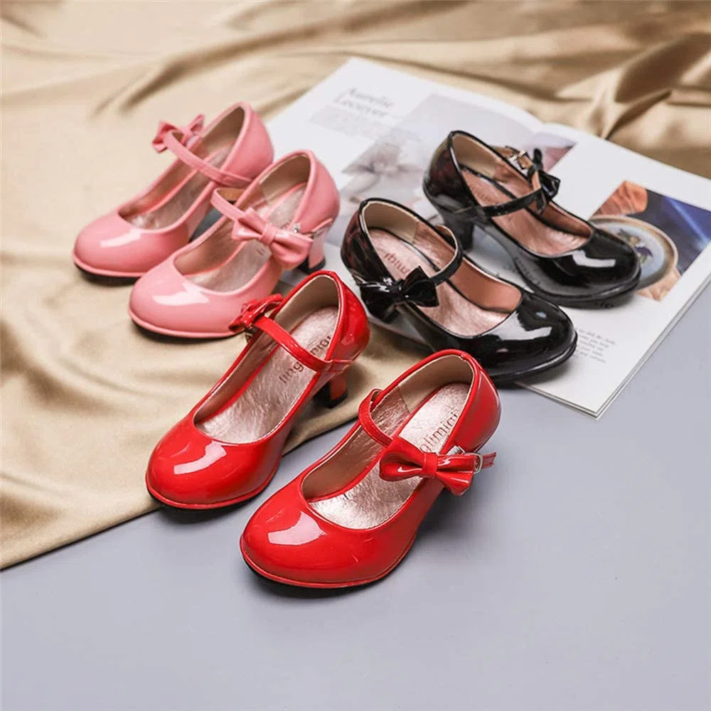 Ragazze Scarpe con Tacco Bambina Mary Jane Matrimonio Elegante Party Damigella d'Onore Numero