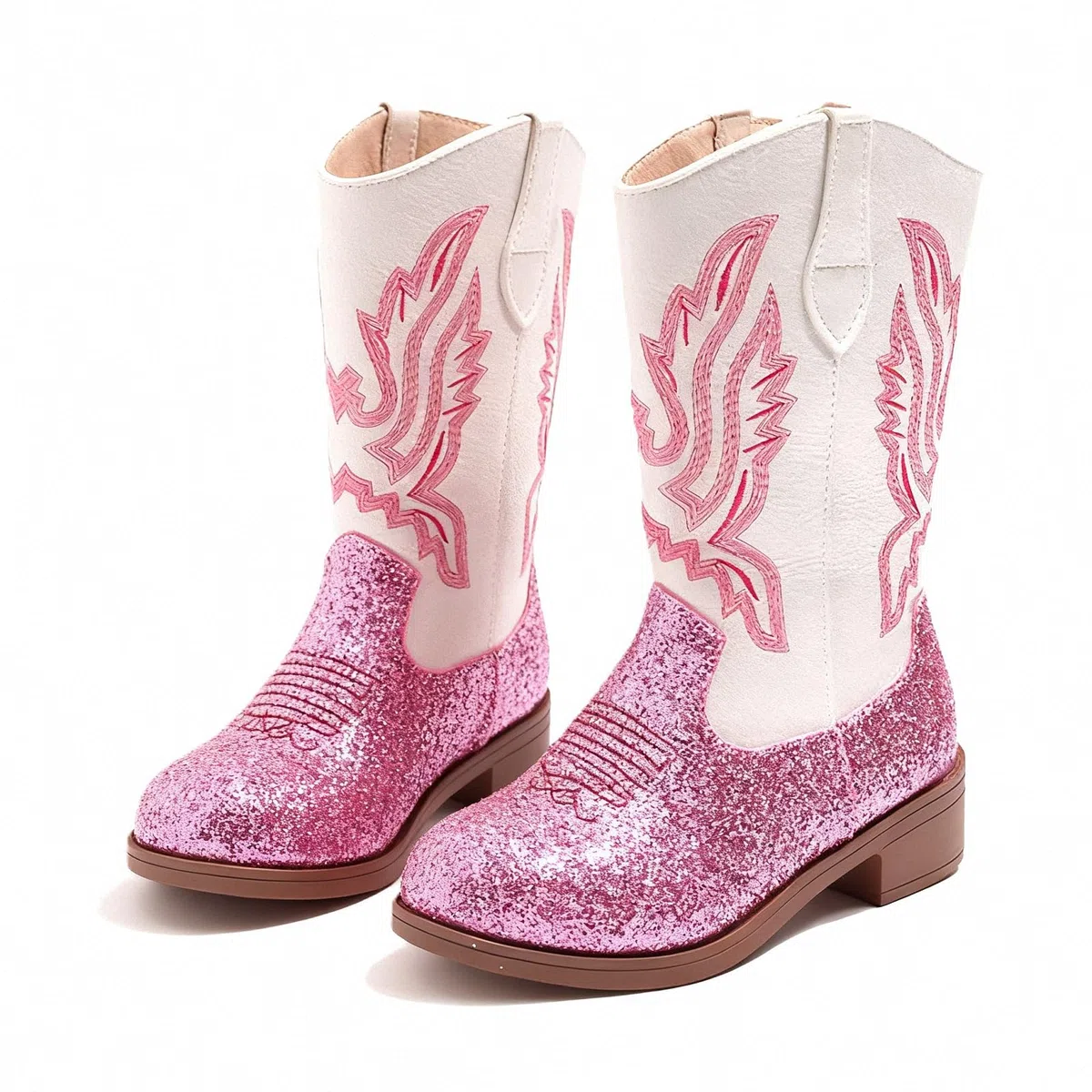 Ragazze Cowgirl Stivano il Polpaccio Medio Tacco Ricamo Etnico Glitter Principessa Scarpe da Equino Primavera Autunno Inverno Per Bambini Unisex Party Cosplay Costume Ball