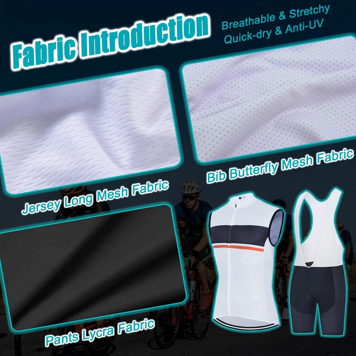 Completo Ciclismo Donna Abbigliamento Bici MTB Estivo,Tuta Ciclista Maglietta Ciclo Senza Maniche Gilet e Salopette Pantaloncini con 9D Gel Imbottiti,Maglia Bicicletta Sleeveless Asciugatura Rapida