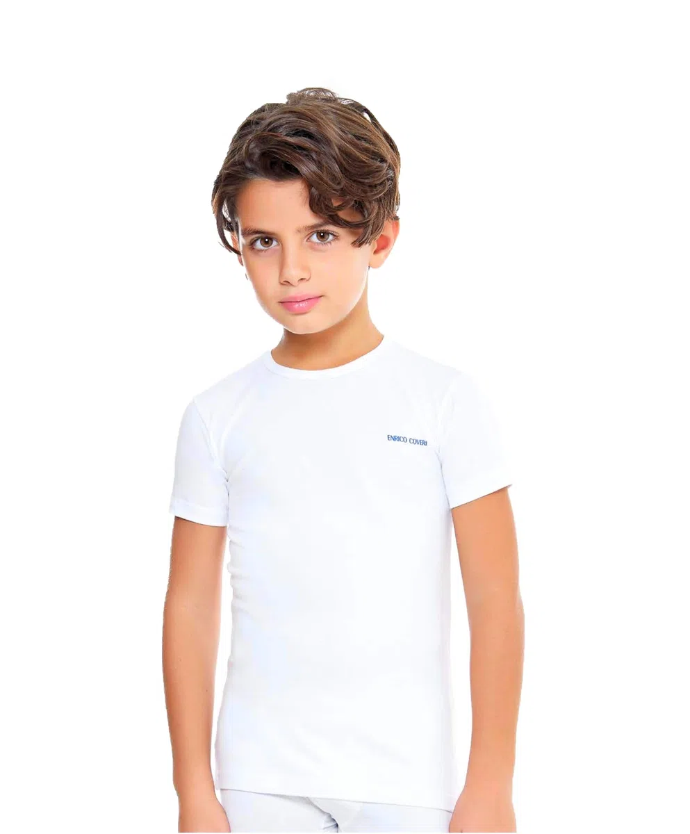 Enrico Coveri Maglietta Intima Bambino e Ragazzo Offerta 3-6 Pezzi + Boxer Omaggio Maglietta Intima in Cotone Bielastico