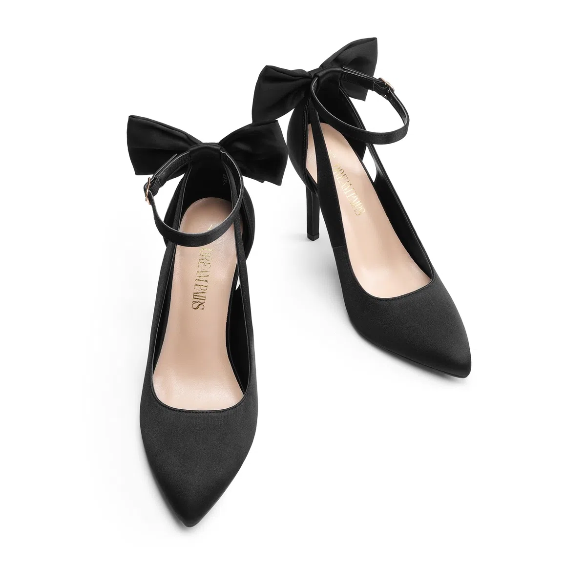 DREAM PAIRS Scarpe da donna con tacco a spillo e cinturino a spillo a punta e fiocco, scarpe sexy per feste e matrimoni