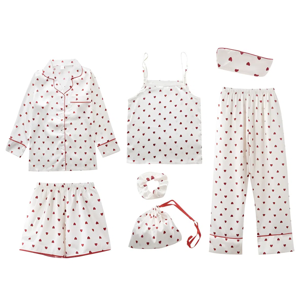 Ragazze Bambine 7PCS Raso Set Pigiama Primavera Estate Top & Pantaloni Indumenti da Notte