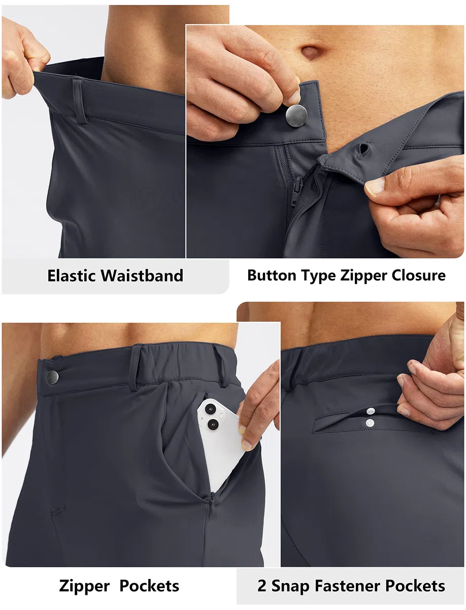 Soothfeel, Pantaloni da golf da uomo con 5 tasche, aderenti, elasticizzati, da corsa, da viaggio, da lavoro