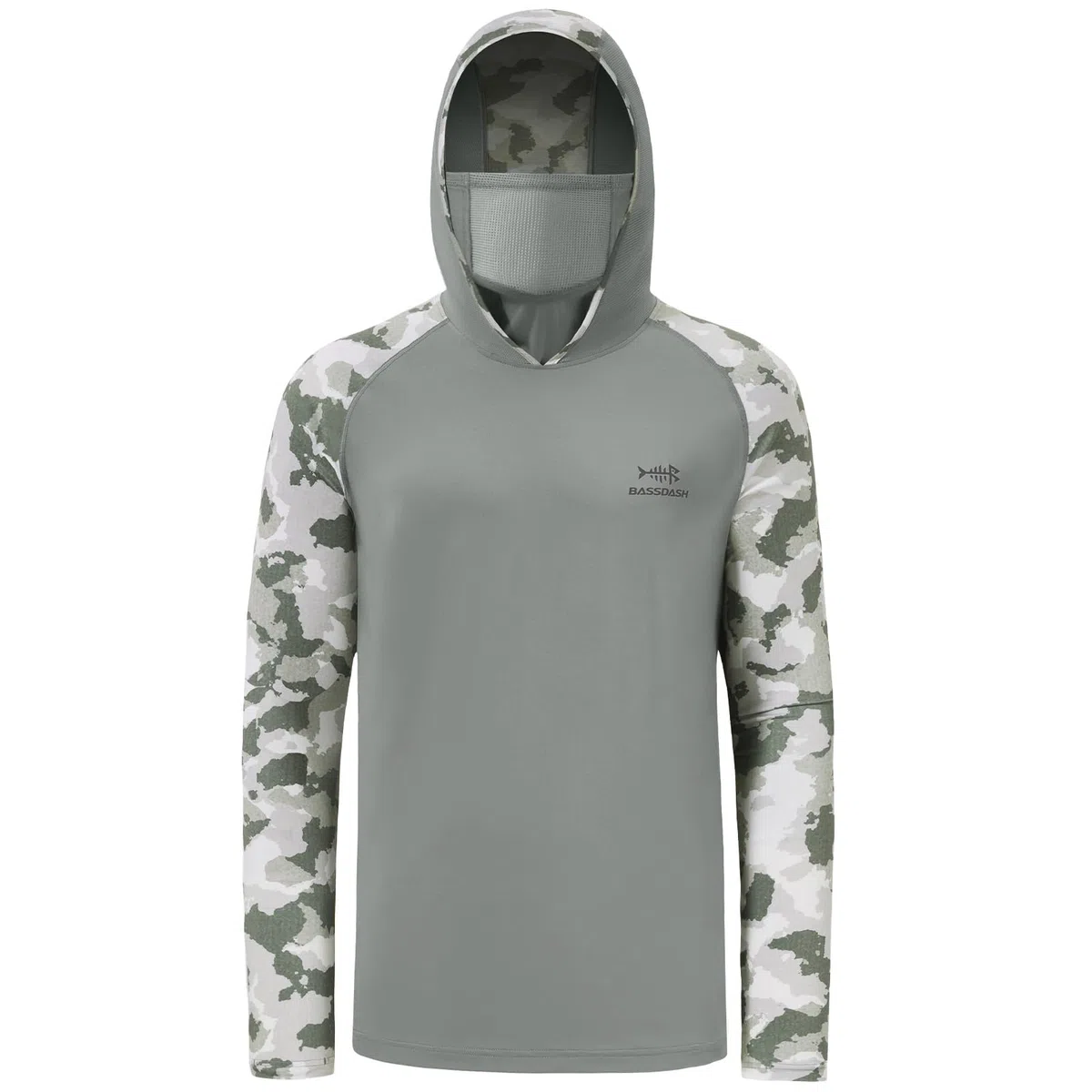 Bassdash Uomo UPF 50+ Felpa con Cappuccio per Protezione Solare Estiva a Maniche Lunghe Fishing Shirt Cooling Hoodie Camo Manica Lunga