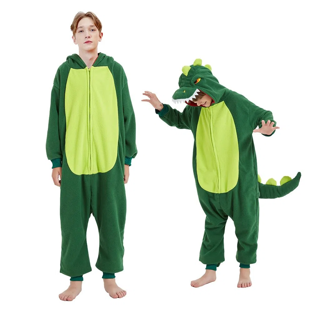 Tutina con Animali dei Cartoni, Dinosauro Pigiama Carino, Pagliaccetto, Costume Cosplay per Carnevale e Feste di Halloween per Bambini da 6 a 8 Anni