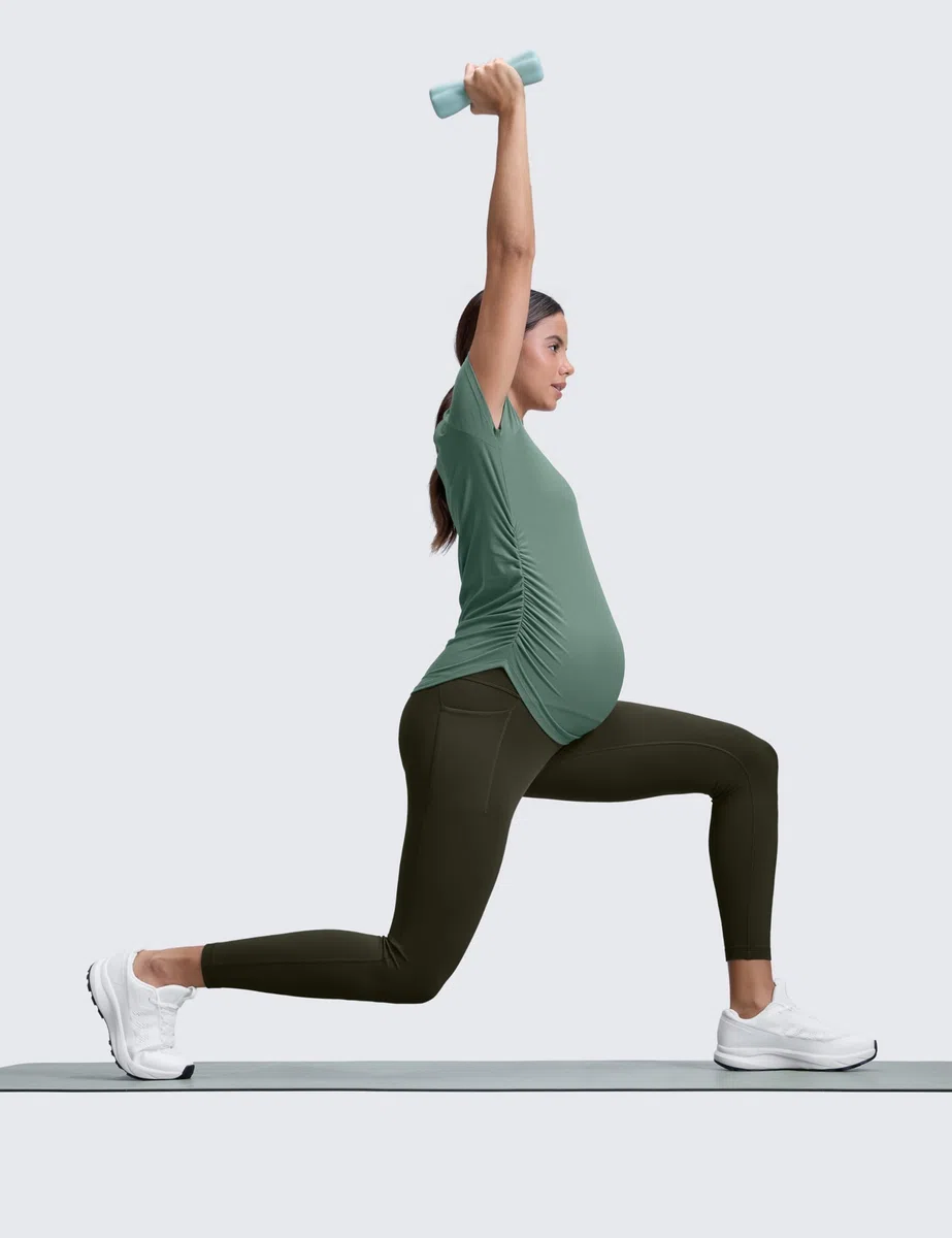 CRZ YOGA Donna Butterluxe maternità Leggings con Tasche 63cm - Allenamento Yoga Gravidanza Pantaloni