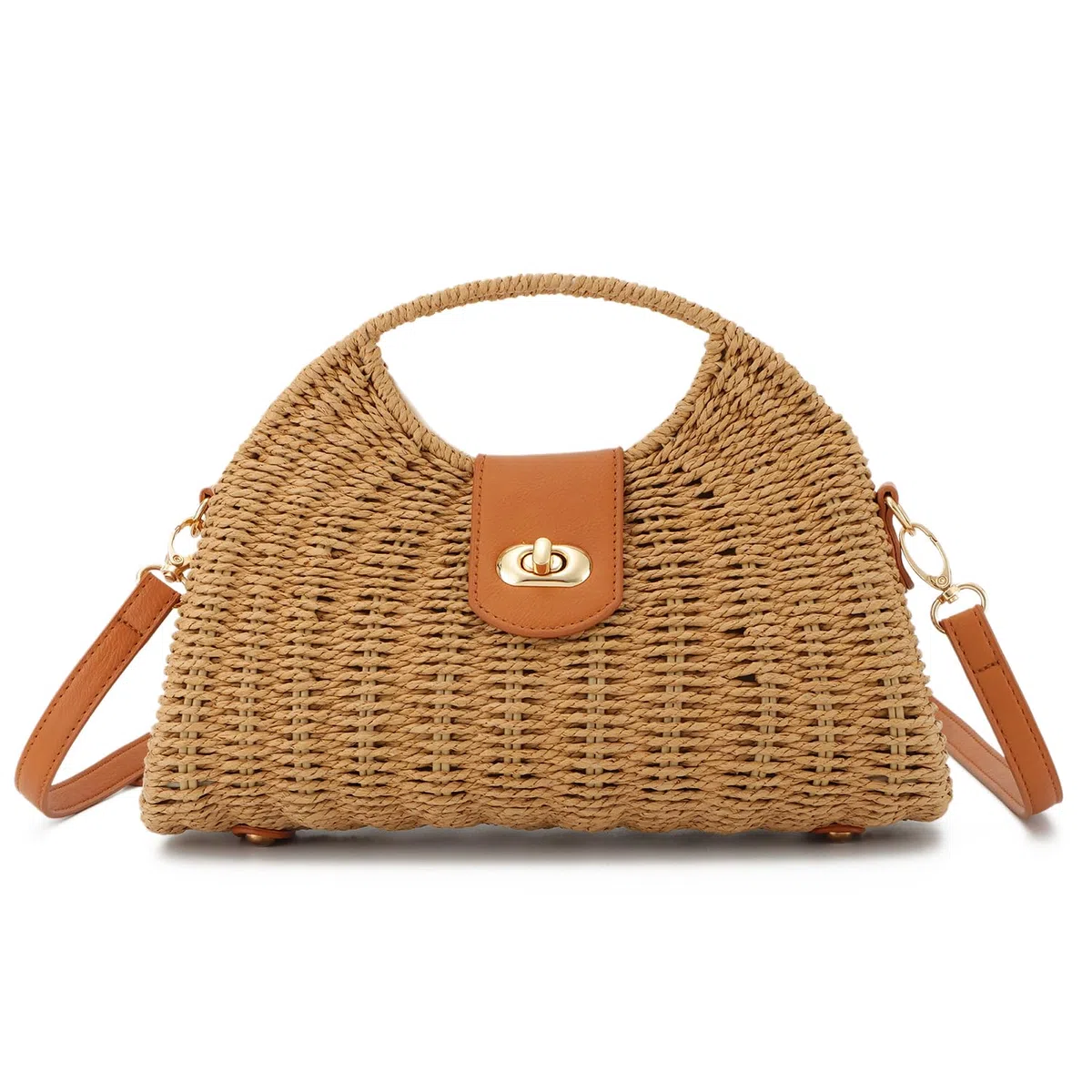 EVEOUT Borsa a tracolla in Paglia Donna Estiva Borsa a cesto Rattan Intrecciata Boho Chic Borse a mano per spiaggia vacanze viaggio
