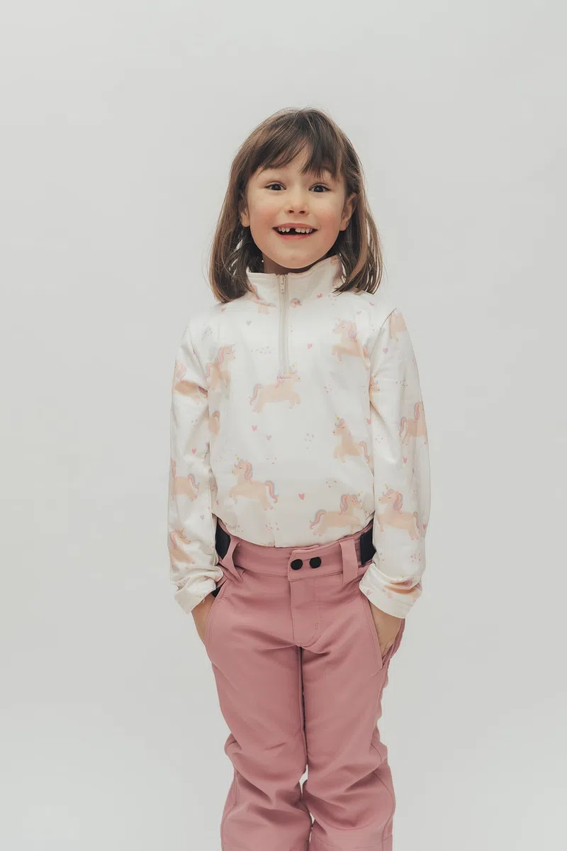 Emski - Maglione da sci da ragazza con stampa unicorno – Felpa da sci traspirante con cerniera 1/4 per inverno e attività all'aperto