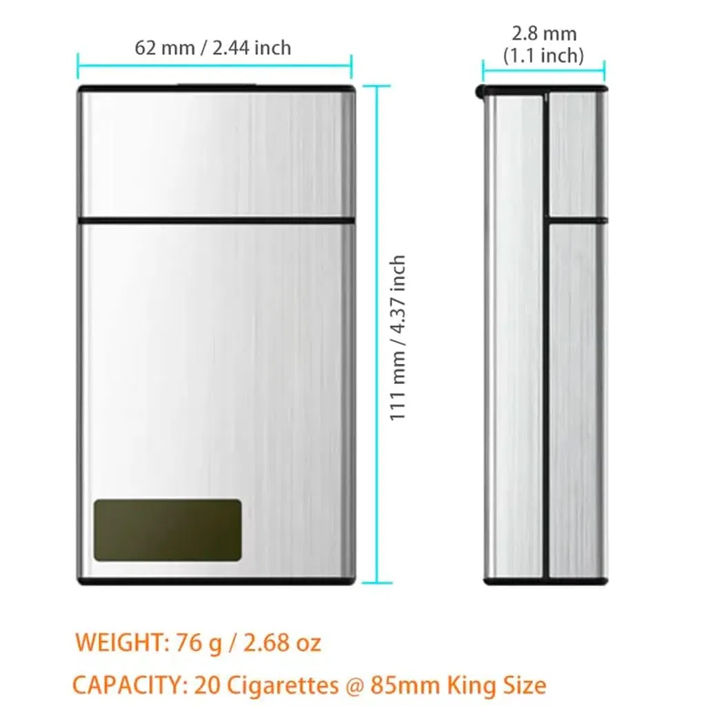 Porta Sigarette Smart con Chiusura a Tempo automatica in alluminio (Silver)