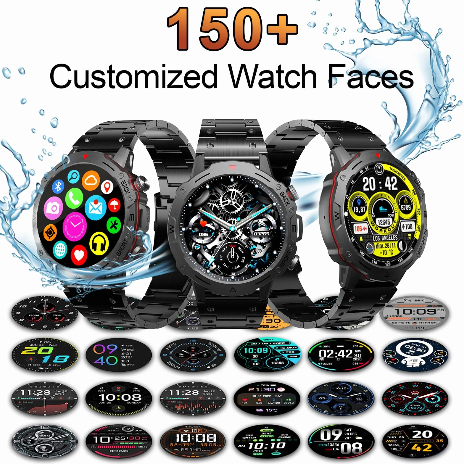 Smartwatch Uomo Donna con Effettua/Risposta Chiamate, 1.39" Orologio Smartwatch Monitoraggio del SpO2/Sonno, Impermeabile IP68, 100+ Modalità Sport, Fitness Tracker per Android iOS