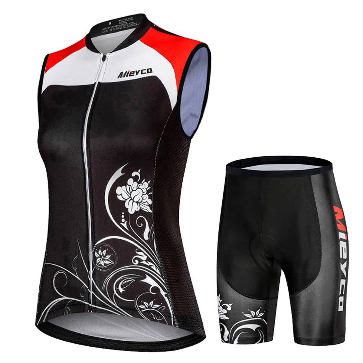 Completo Ciclismo Donna Estivo Abbigliamento Bici MTB,Tuta Ciclista Maglietta Ciclo Senza Maniche Gilet e Pantaloncini Shorts Bike con 19D Gel Imbottiti,Maglia Bicicletta Sleeveless Asciugatura Rapida