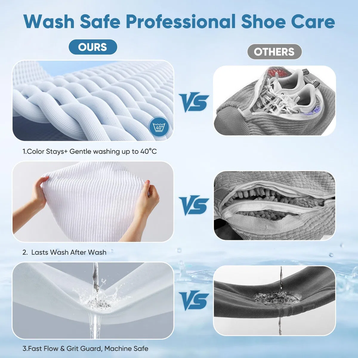 Aship 2 Pezzi Sacchetti Scarpe Lavatrice con Allarga Scarpe e Tasca laterale in rete, Sacchetti per Lavare Scarpe in Lavatrice con Pulizia a 360° e cerniera laterale nascosta (Bianco)