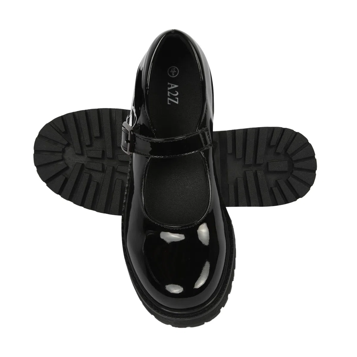 A2Z Scarpe da scuola Mary Jane in vernice nera per ragazze e adolescenti, con cinturino con fibbia, scarpe formali, per università e ufficio, in pelle PU, comode, con suola antiscivolo, da donna