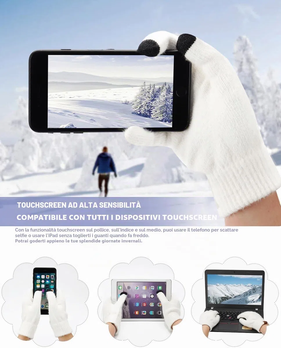 Bequemer Laden Donna Inverno Caldo Knit Beanie Cappello Touchscreen Guanti Lungo Sciarpa Set con Fleece Foderato Teschio Caps Collo Sciarpe
