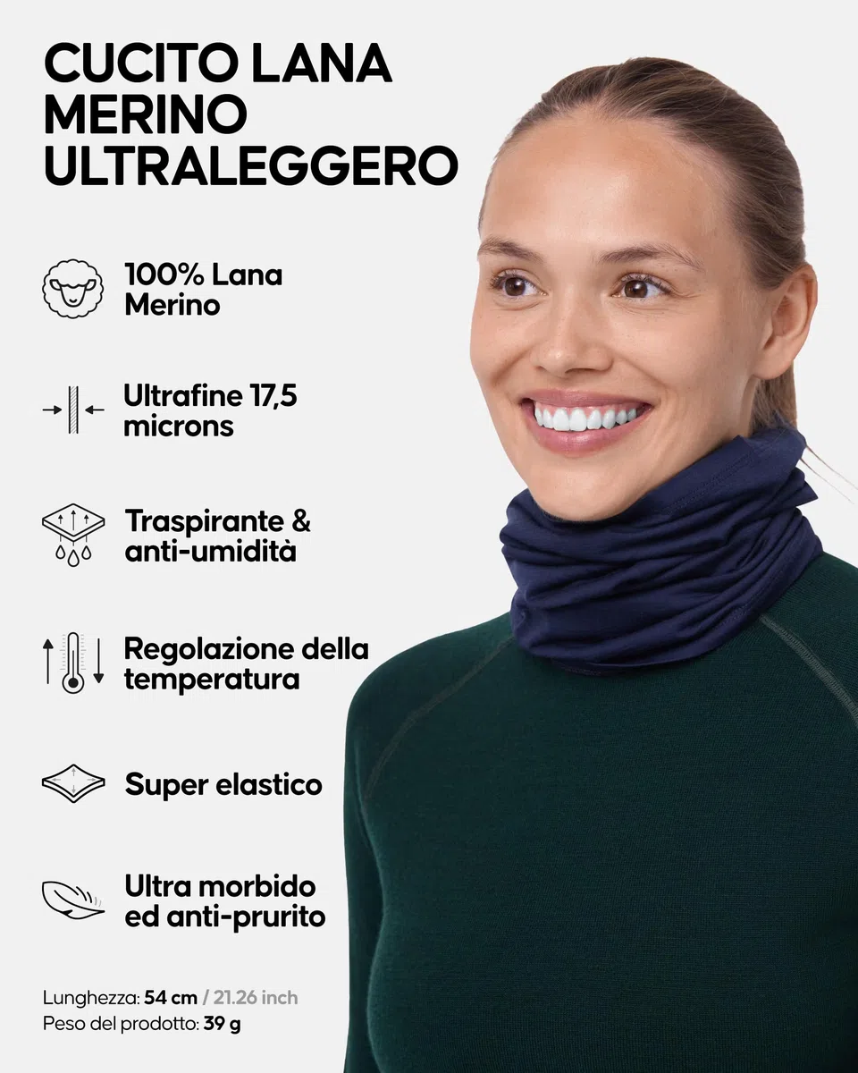DANISH ENDURANCE Scaldacollo Leggero 100% Lana Merino, Copricollo Invernale Multifunzione, per Uomo e Donna