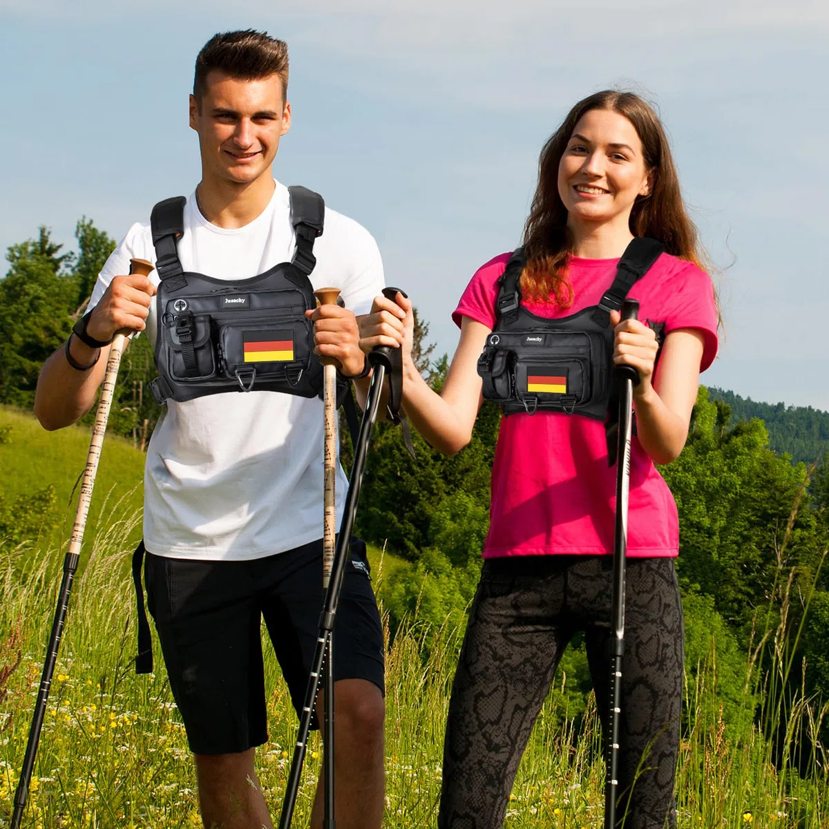 Jueachy Marsupio impermeabile da donna e uomo: borsa sportiva, gilet da corsa per cellulare con striscia riflettente, zaino da corsa, cinghia regolabile, per palestra, jogging, allenamento, corsa