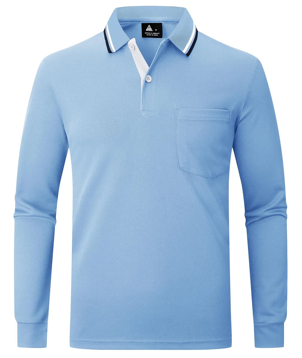 JACKETOWN Polo da Uomo Maniche Lunghe Polo da Golf Traspirante Sportivo Camicia da Uomo Polo Shirt Lavoro Casual Basic Regular Fit Autunno Inverno M-3XL