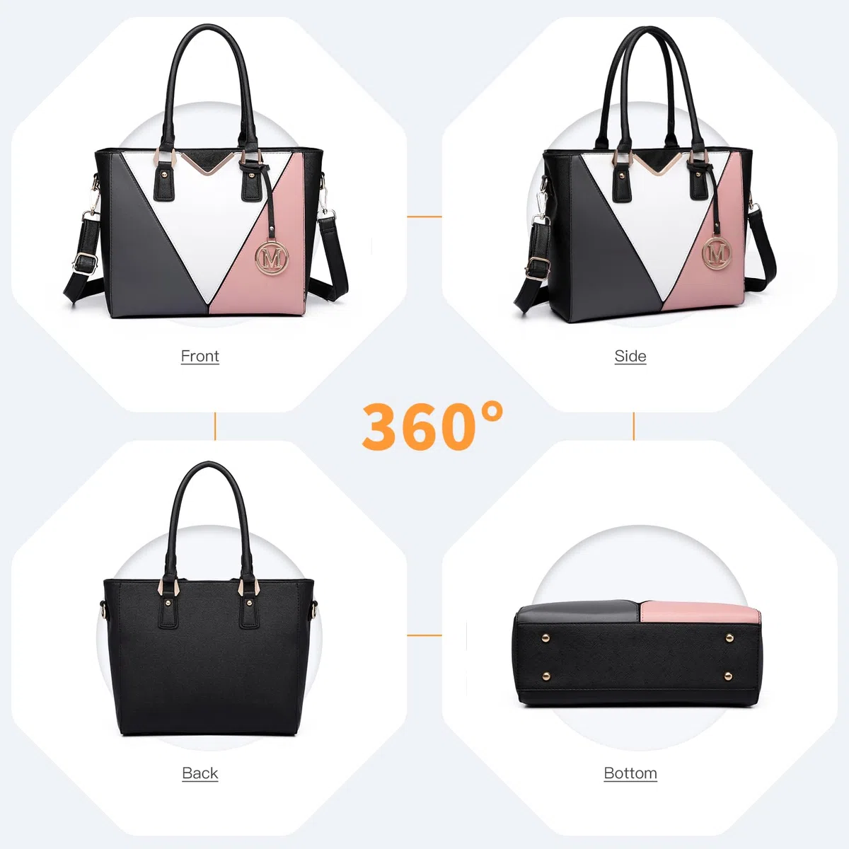 Miss Lulu Borsa Tote Donna Elegante, Borsa Tracolla Donna Grande, Borse a Mano Spalla Con Tracolla Regolabile, Impermeabile