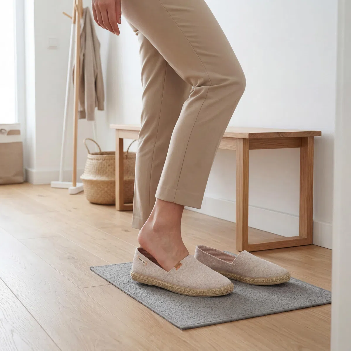 GLAMORA Espadrillas da donna Sparto Tela Slip On Traspiranti Leggere, Suola in iuta antiscivolo confortevole tessile piatto Soletta comfort flessibile tessuto elasticizzato vestibilità leggera