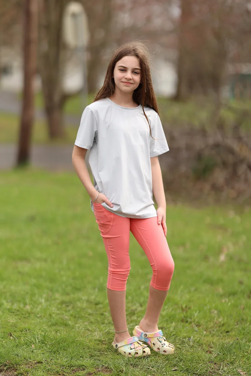 BIG ELEPHANT Confezione da 3 Leggings Capri Bambina con Tasche – Pantaloni Sportivi Yoga a Vita Alta per Bambine, Corsa, Danza, Allenamento