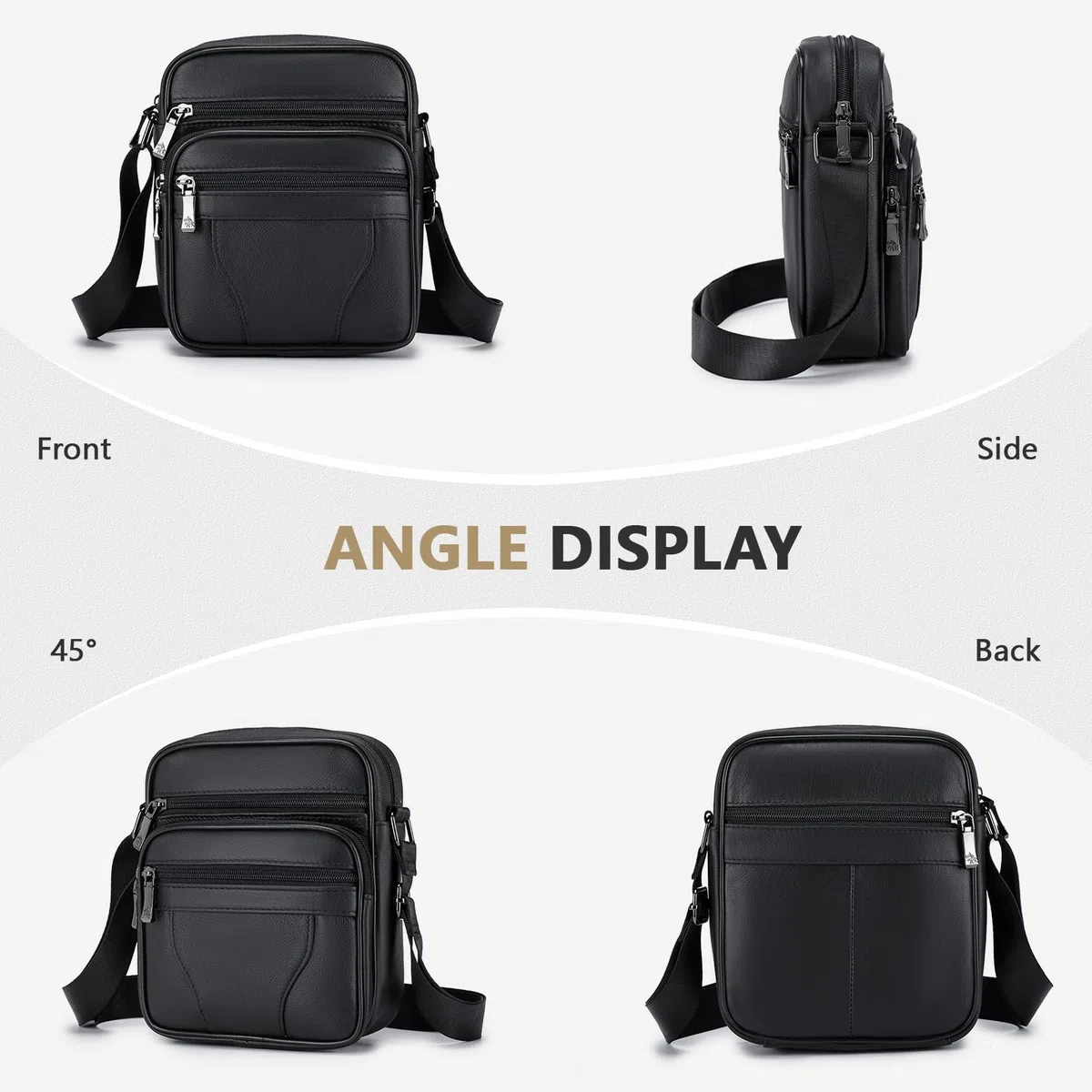 SPAHER Borsello Uomo Tracolla Pelle Borsa a Tracolla Casual Borsa a Spalla da Uomo Borselli da Lavoro Piccolo Messenger Bag per Ufficio/Vita Quotidiana, Idea Regalo per festa del papà, Nero