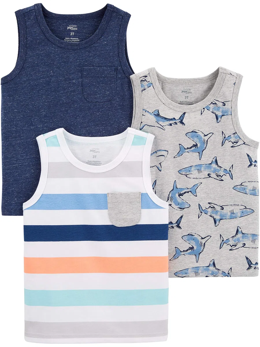 Simple Joys by Carter's Multi-Pack Muscle Tank Tops Canottiera per Neonati (Pacco da 3) Bambini e Ragazzi