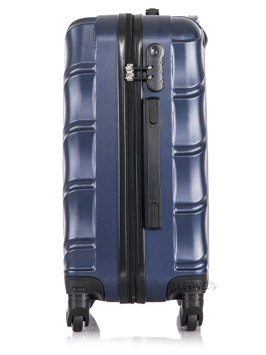 R.Leone Valigia EasyJet 56x45x25 cm Trolley Bagaglio a mano in ABS 4 Ruote 2130 (S 56x45x25cm, Nero)