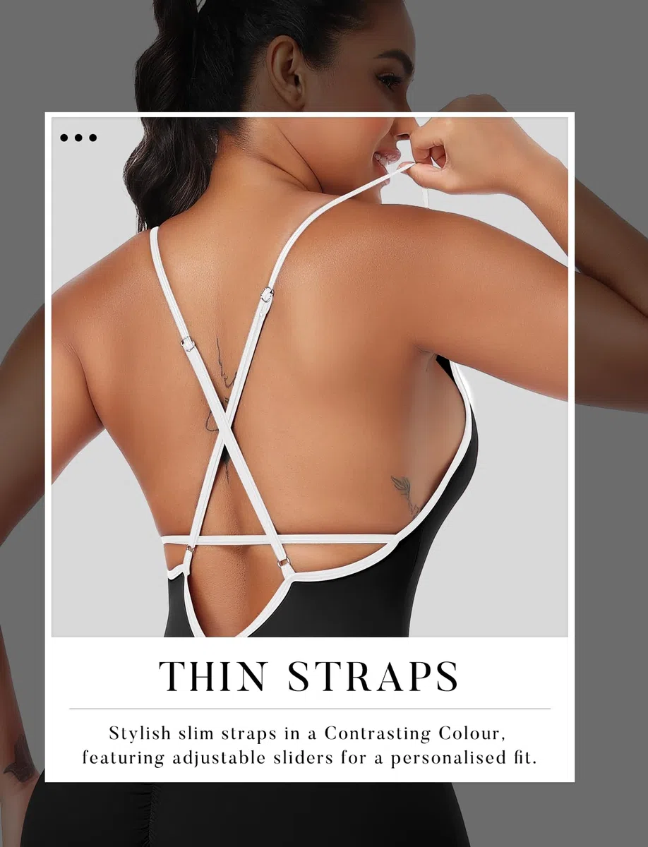 STARBILD Tuta intera Sportiva da Donna con Schiena Scoperta, Scrunch Jumpsuit con Imbottita Push Up Sexy con Spaghetti Regolabili, Monopezzi per Yoga Fitness Palestra Casual