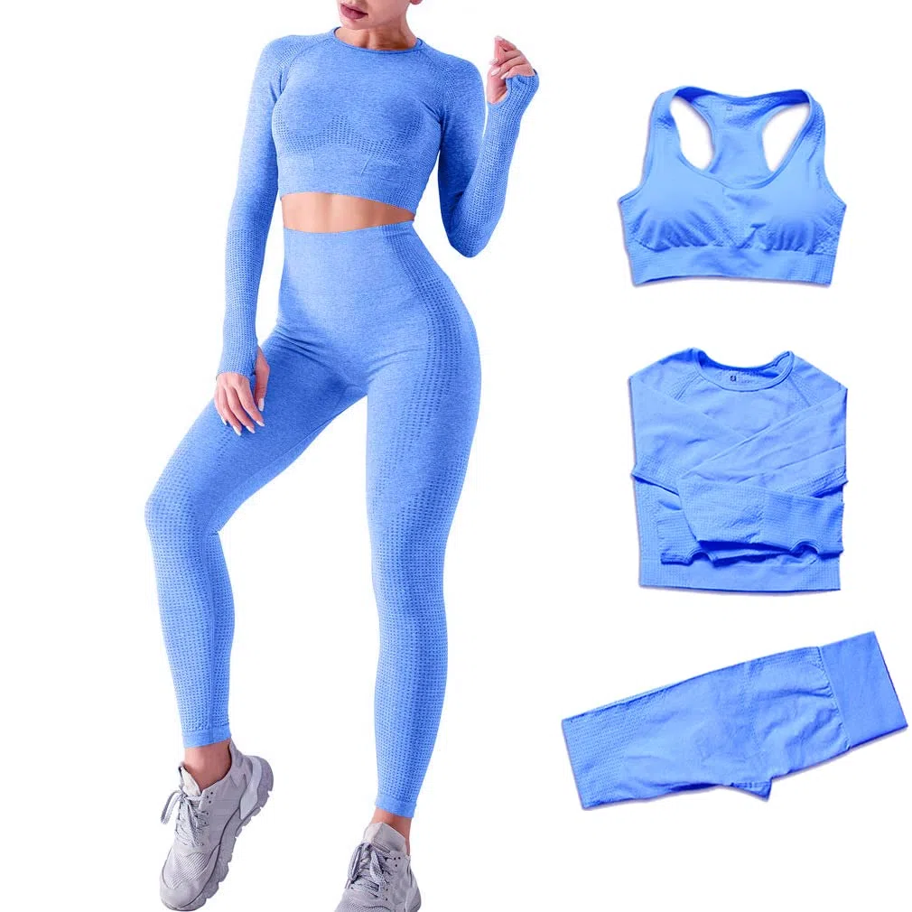 2/3set di Abbigliamento Sportivo da Palestra Senza Cuciture, Yoga Gym Leggings da Yoga a Vita alta e Reggiseno Sportivo e Top Sportivo