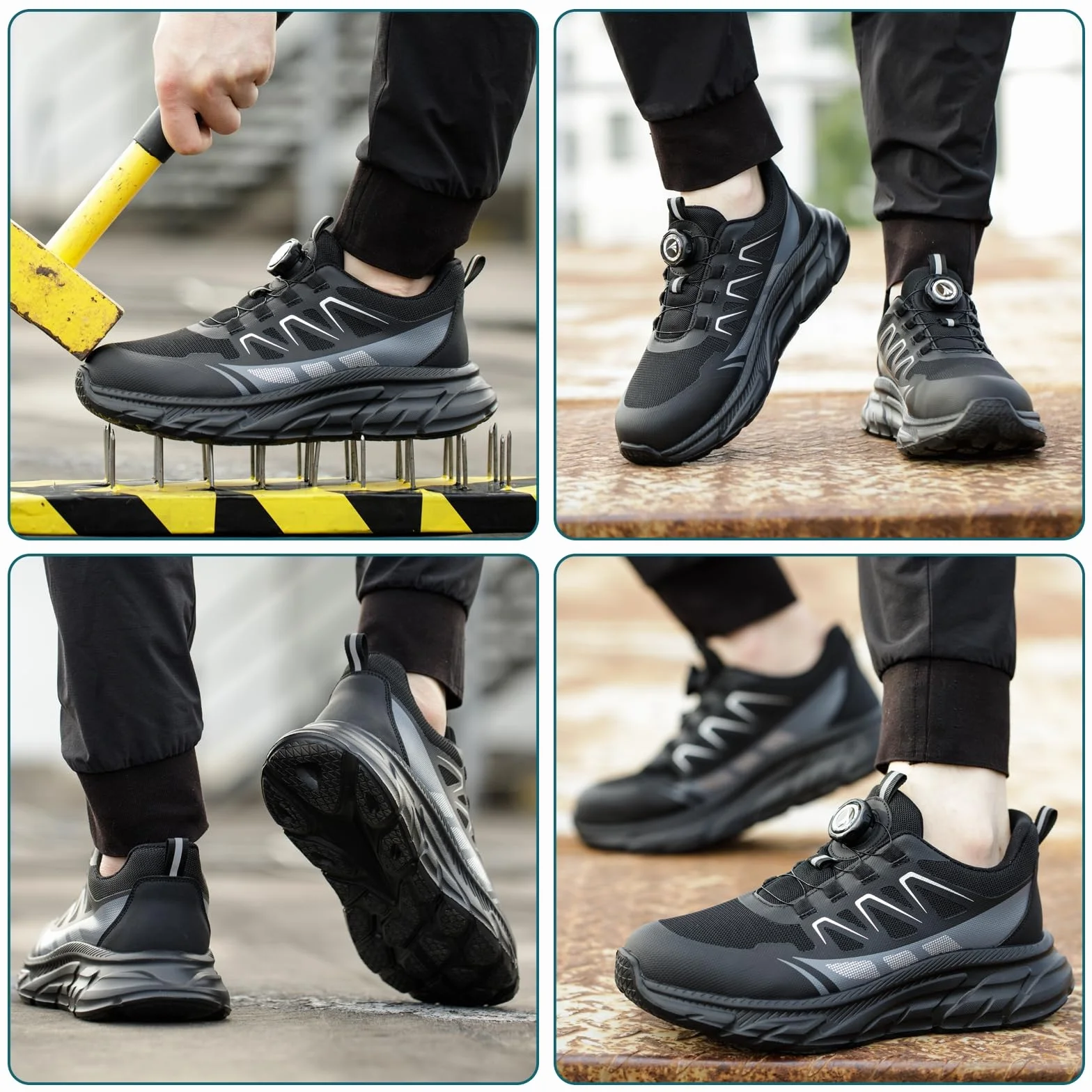 RASEARY Scarpe Antinfortunistiche Uomo Donna Leggere Scarpe da Lavoro Comode Scarpe da Antinfortunistica con Punta in Acciaio Traspiranti Antiscivolo Scarpe Protettive Industriali