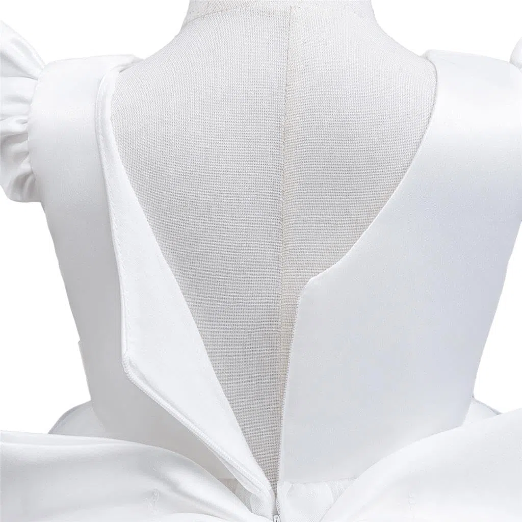 Lito Angels Vestito Damigella Abito da Festa Cerimonia Natale Elegante con Perla per Bambina, Bianco Verde Rosso Rosa