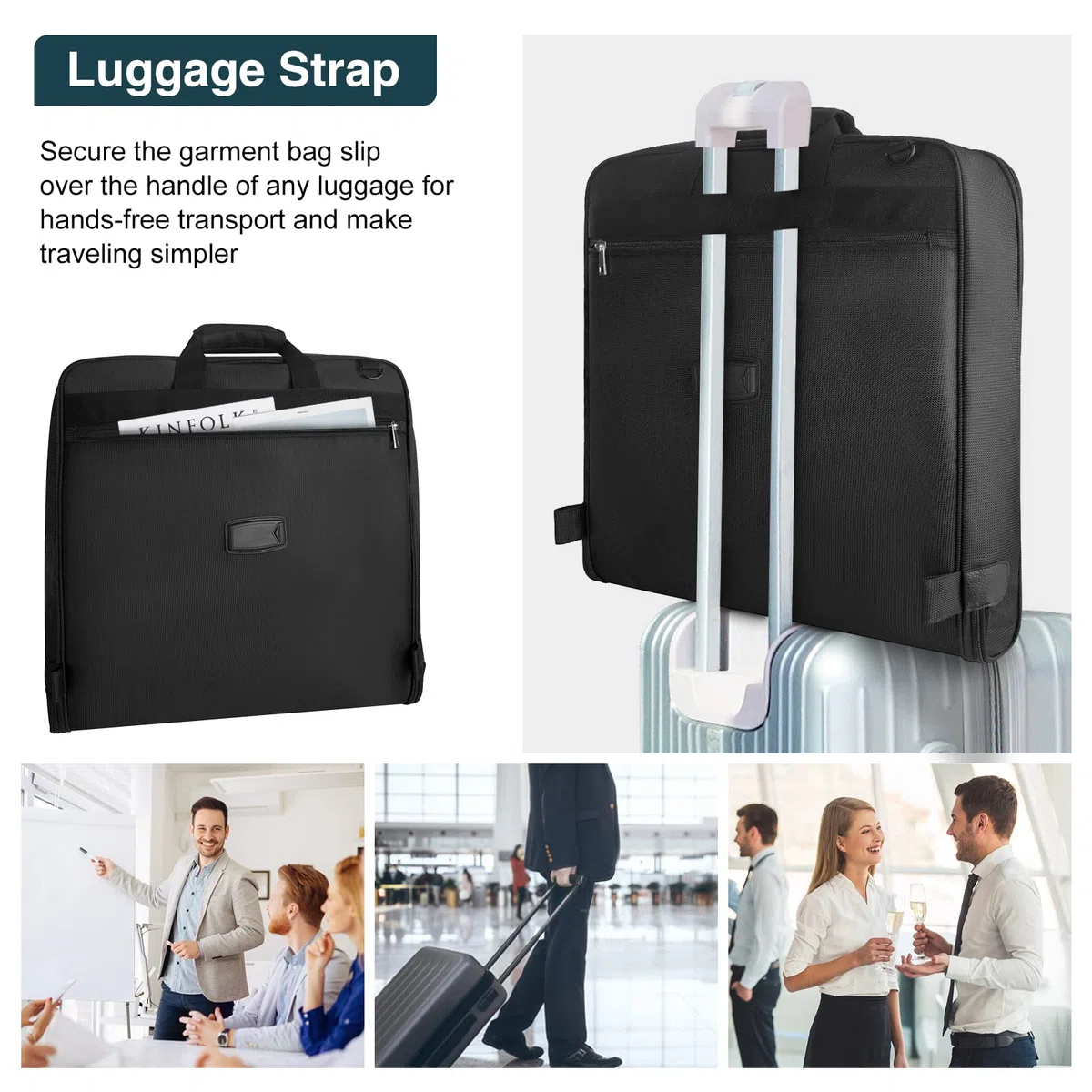 Borsa per abiti da viaggio – grande bagaglio a mano con cinghia per uomini e donne, impermeabile, da appendere, borsa bagagli per affari, custodia antipiega per camicie, abiti