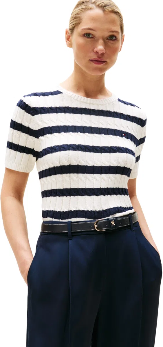 Tommy Hilfiger Donna Pullover Cable Maniche Corte