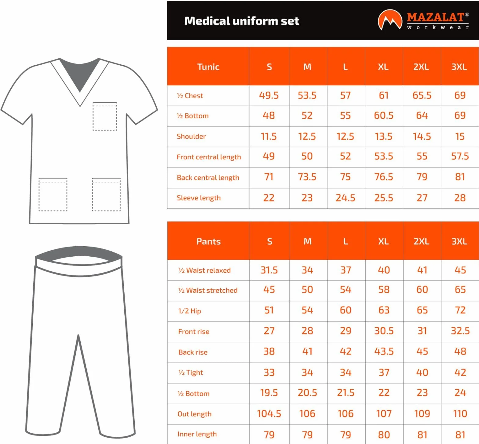 Mazalat Work Wear Scrub Medico Donna – Completo Unisex Casacca e Pantaloni | Divise Sanitarie Donna Cotone | Traspirante e Comodo per Medici, Infermieri, OSS e Personale Sanitario
