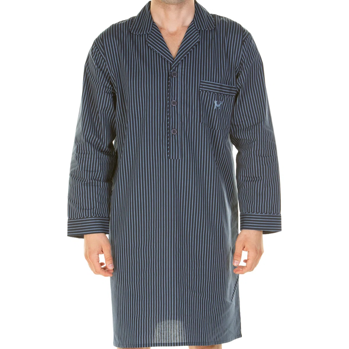 Haigman Camicia da Notte da Uomo a Maniche Lunghe in Cotone