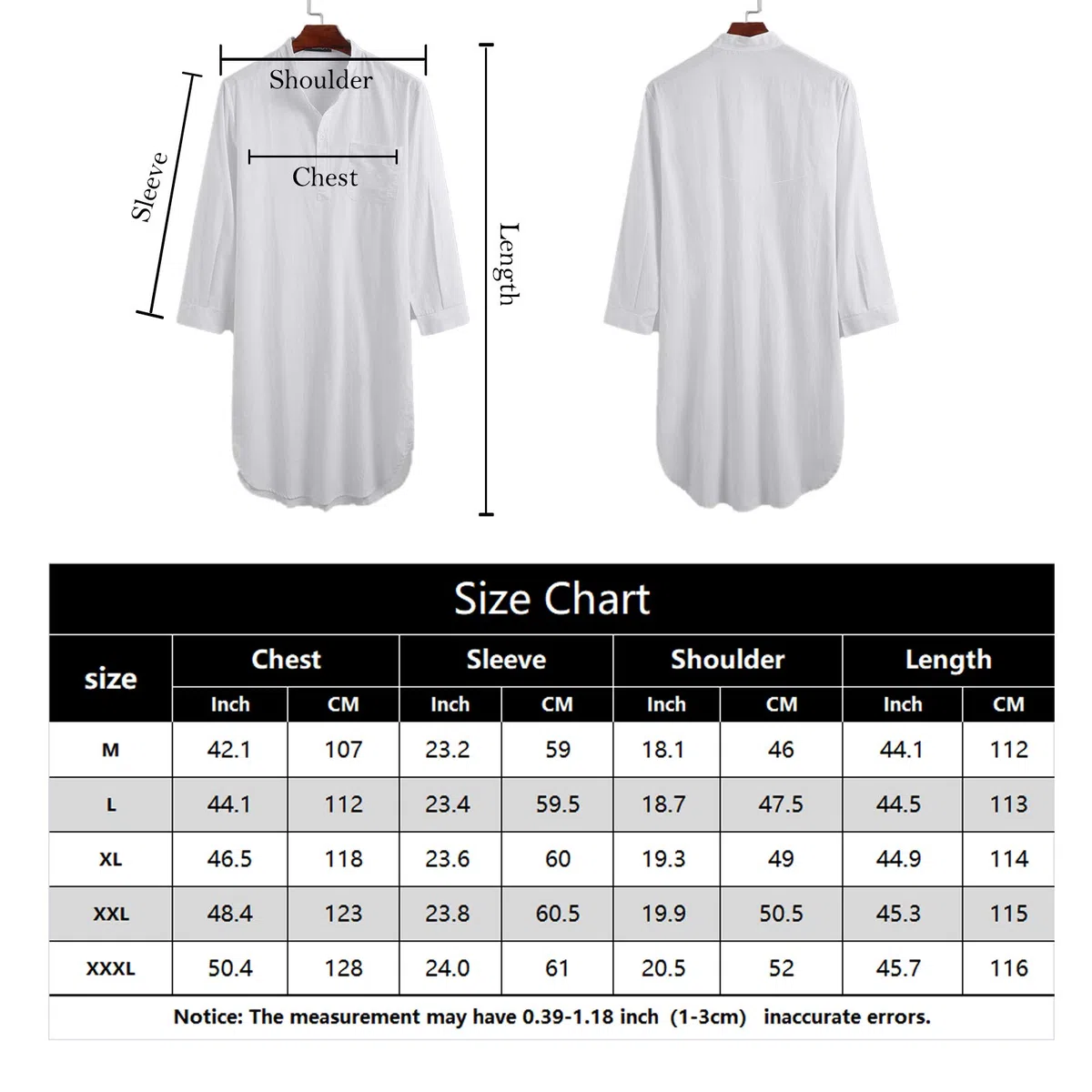 AIEOE Uomo Camicia da Notte a Manica Lunga Cotone Leggera Comoda Lunghe Maglie Pigiama