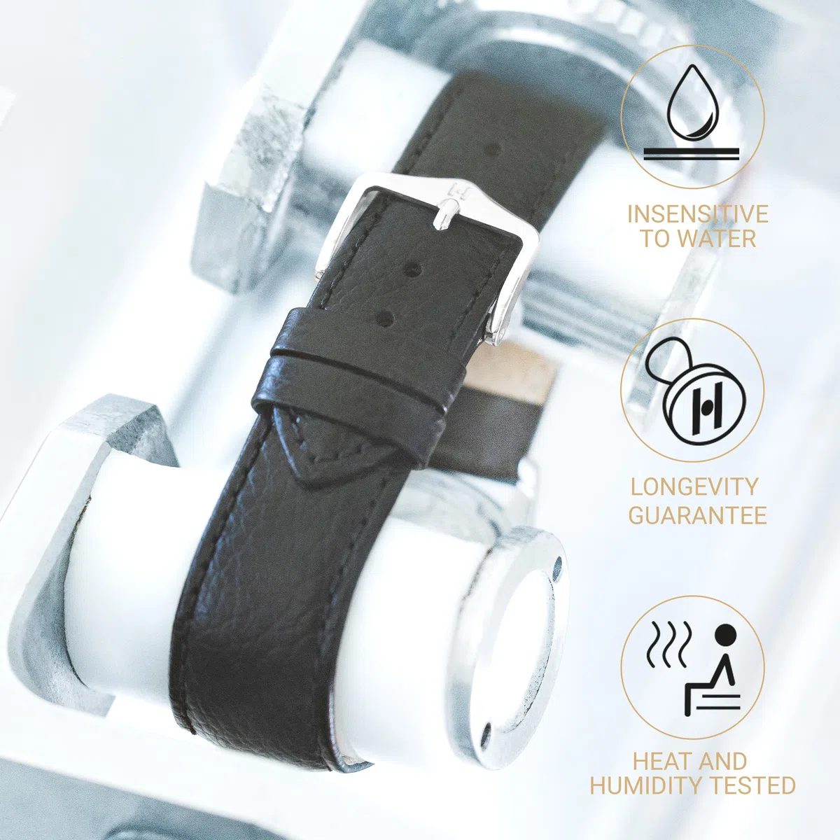 HIRSCH Watch Strap Kansas - vera pelle di vitello - goffratura a bufalo - per uomini e donne